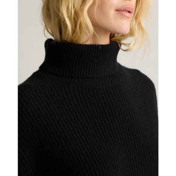 Quince Cashmere Fisherman Turtleneck Sweater Navy Size S NWT - Picture 2 of 7